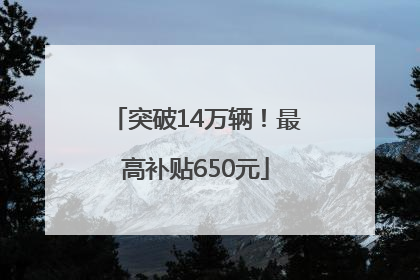 突破14万辆！最高补贴650元